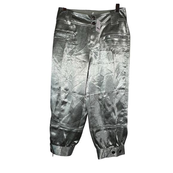 Free people light green satin cropped pant size 2 4 - Picture 7 of 12